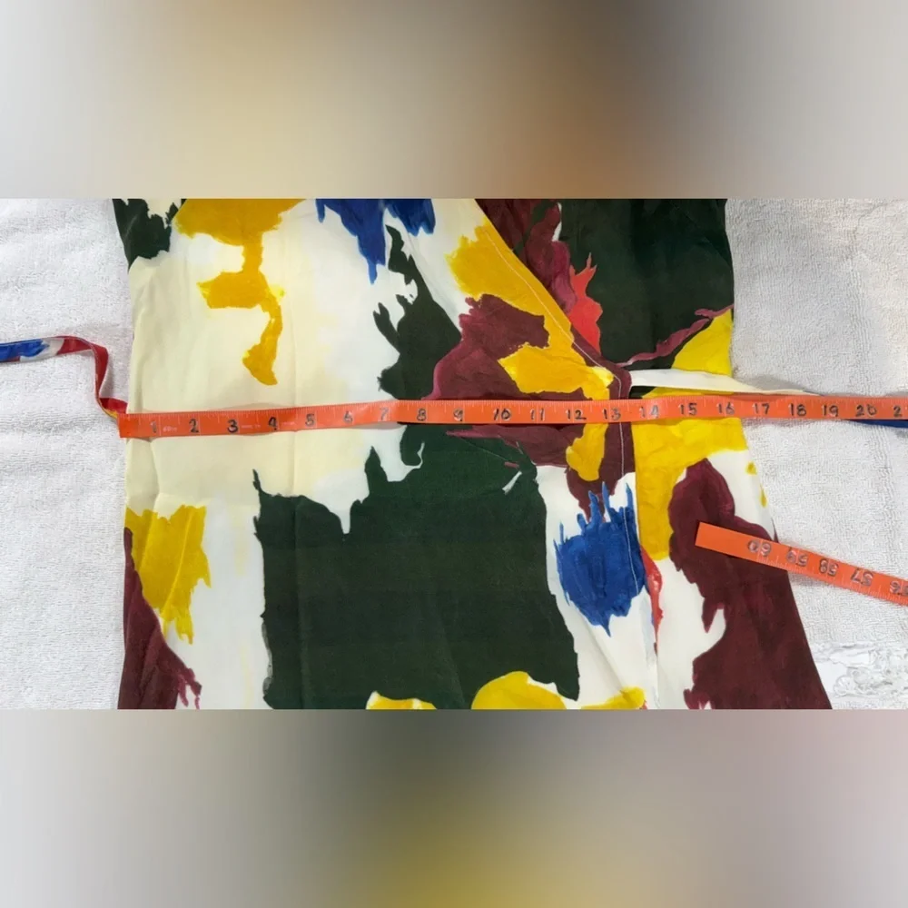 WRAY Multi color 100% Silk Expressionist wrap Dress size XS - Picture 14 of 15